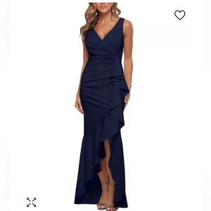 BETSY & ADAM Ruffled High-Low Gown NEW